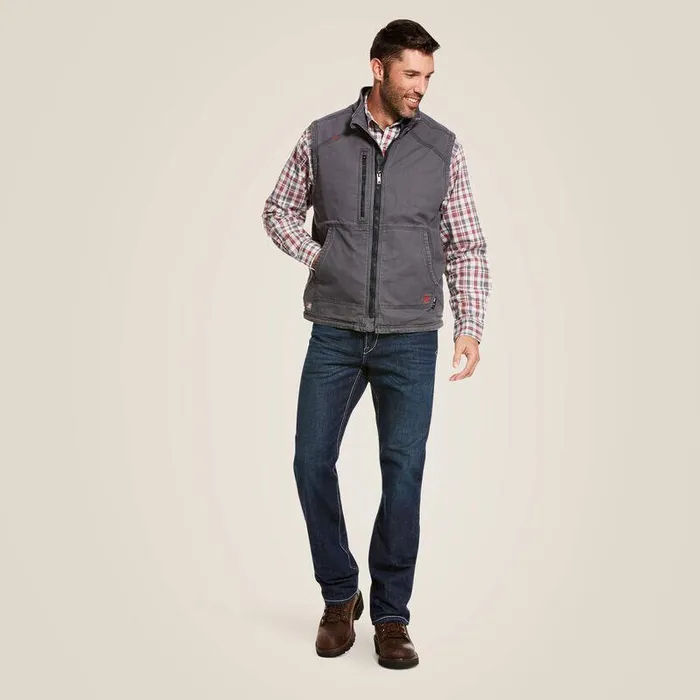 Men Workwear Ariat FR DuraLight Cordura Canvas Vest Iron Grey Men Workwear Ariat FR DuraLight Cordura Canvas Vest Iron Grey
