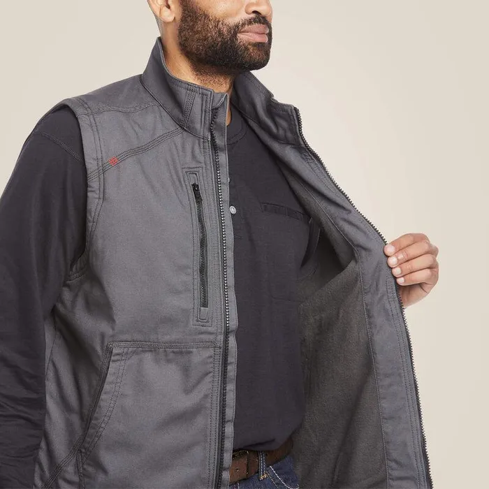 Men Workwear Ariat FR DuraLight Cordura Canvas Vest Iron Grey Men Workwear Ariat FR DuraLight Cordura Canvas Vest Iron Grey