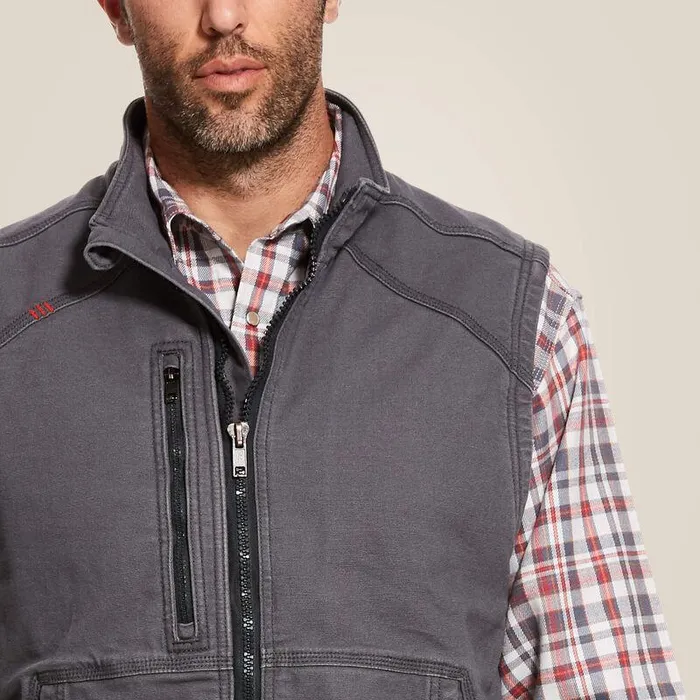 Men Workwear Ariat FR DuraLight Cordura Canvas Vest Iron Grey Men Workwear Ariat FR DuraLight Cordura Canvas Vest Iron Grey