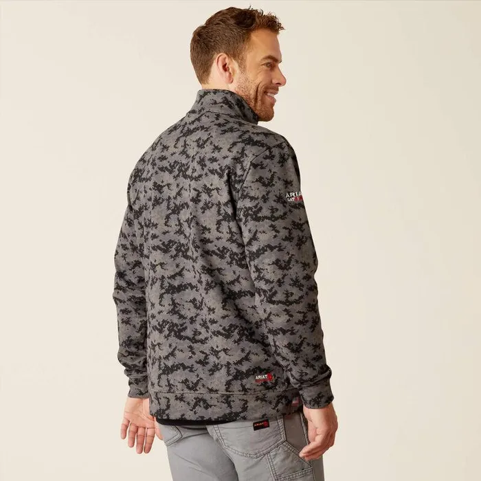 Men Workwear Ariat FR Durastrech Fleece 12 Zip Job Shirt Charcoal Digi Camo Men Workwear Ariat FR Durastrech Fleece 12 Zip Job Shirt Charcoal Digi Camo