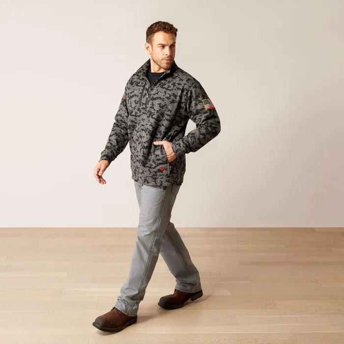 Men Workwear Ariat FR Durastrech Fleece 12 Zip Job Shirt Charcoal Digi Camo Men Workwear Ariat FR Durastrech Fleece 12 Zip Job Shirt Charcoal Digi Camo