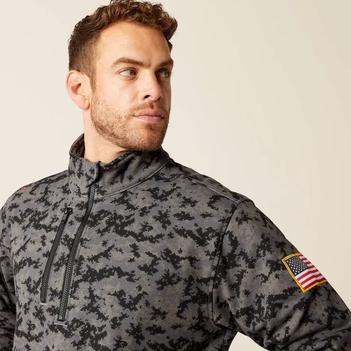 Men Workwear Ariat FR Durastrech Fleece 12 Zip Job Shirt Charcoal Digi Camo Men Workwear Ariat FR Durastrech Fleece 12 Zip Job Shirt Charcoal Digi Camo