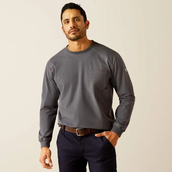 Men Workwear Ariat FR Pima TShirt Charcoal Grey