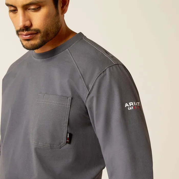 Men Workwear Ariat FR Pima TShirt Charcoal Grey