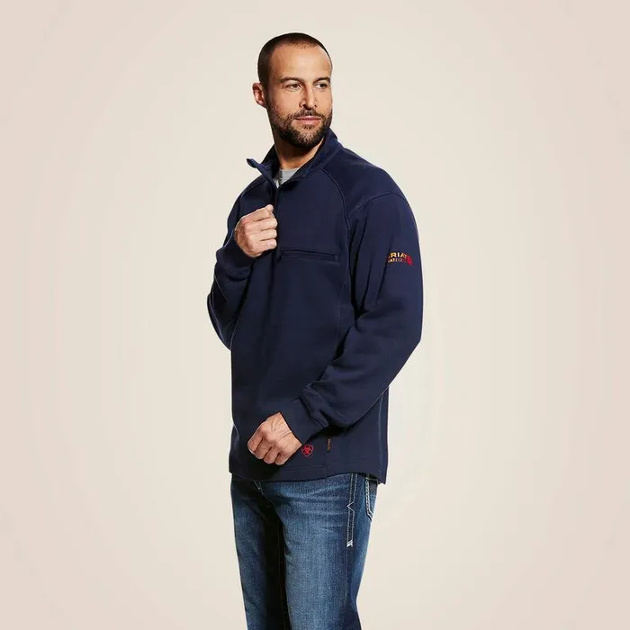 Men Workwear Ariat FR Rev 14 Zip Top Navy