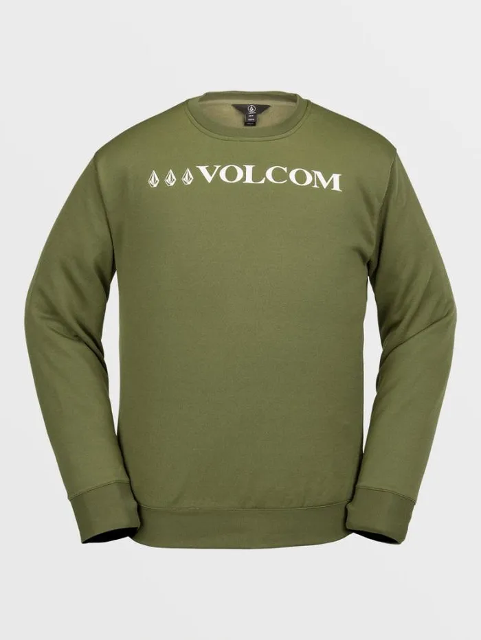Mens Hoodies and Sweatshirts Volcom Core Hydro Crew Pullover 8211 Military
