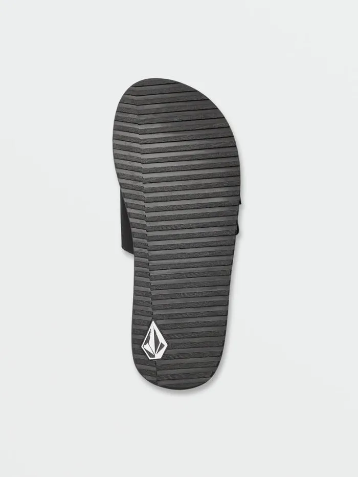 Mens Sandals Volcom Recliner Slide Sandals 8211 Black White