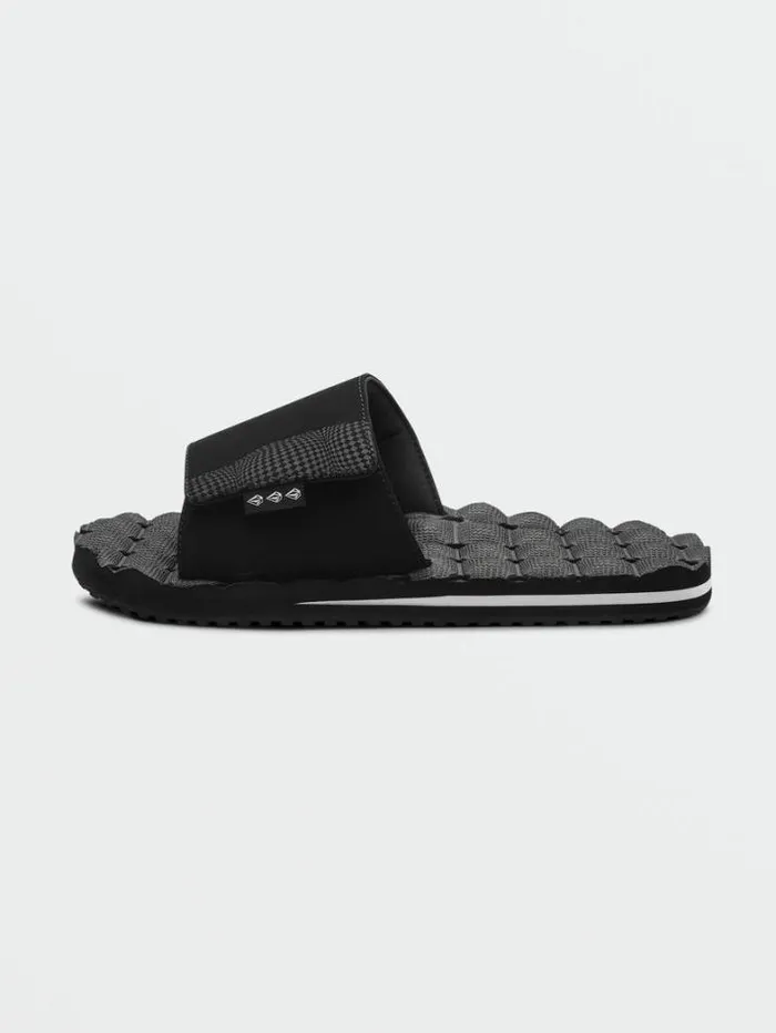 Mens Sandals Volcom Recliner Slide Sandals 8211 Black White