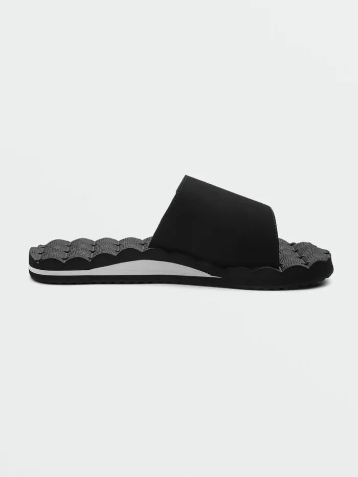 Mens Sandals Volcom Recliner Slide Sandals 8211 Black White