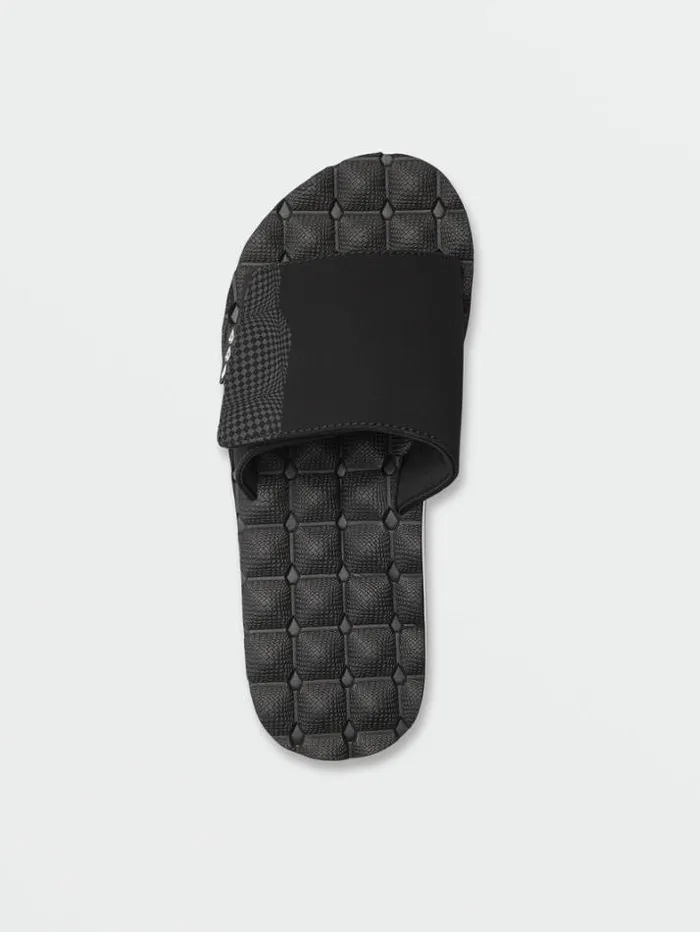 Mens Sandals Volcom Recliner Slide Sandals 8211 Black White