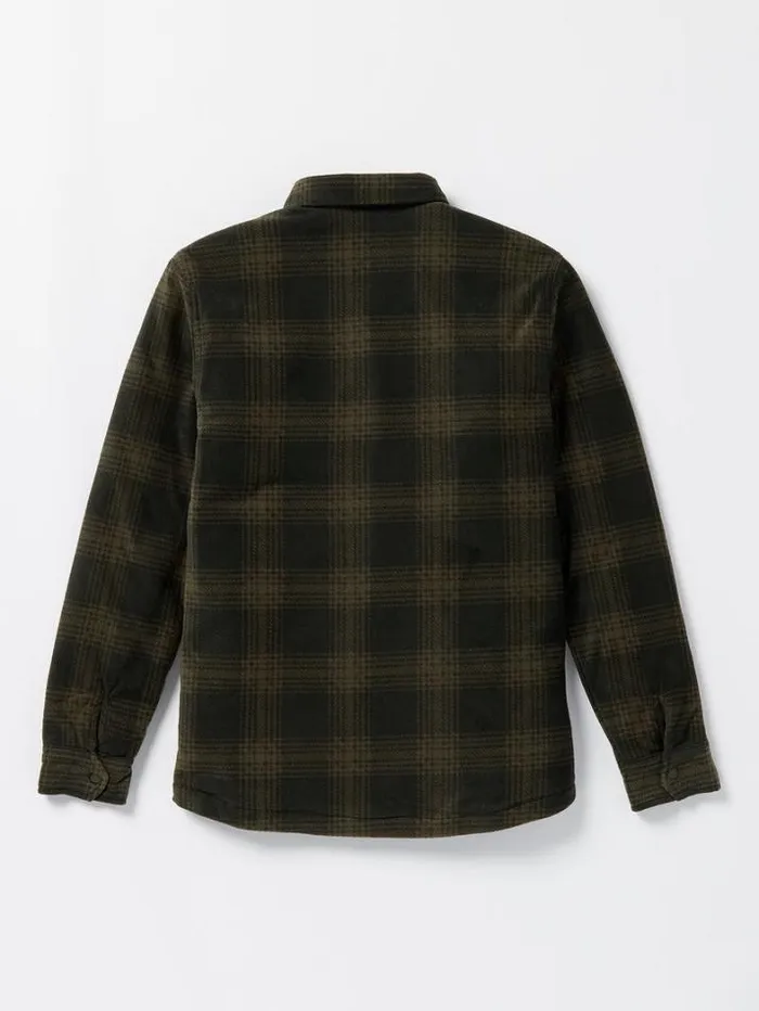Mens Shirts and Flannels Volcom Bowered Fleece Long Sleeve Shirt 8211 Bison