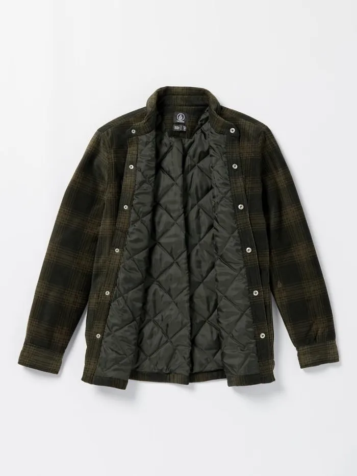 Mens Shirts and Flannels Volcom Bowered Fleece Long Sleeve Shirt 8211 Bison