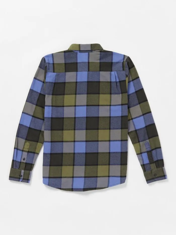 Mens Shirts and Flannels Volcom Caden Plaid Long Sleeve Shirt 8211 Rinsed Black