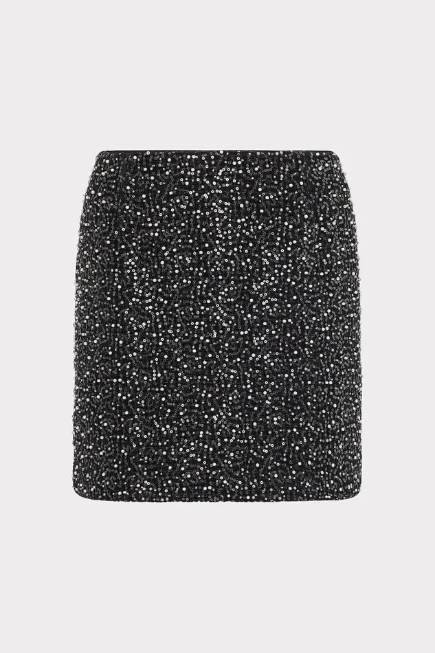 Milly Beaded Tweed Modern Mini Skirt Black Women Skirts