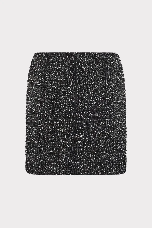 Milly Beaded Tweed Modern Mini Skirt Black Women Skirts