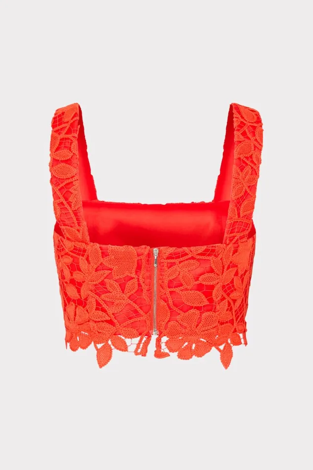 Milly Chay Summer Floral Lace Crop Top Coral Women Matching Sets