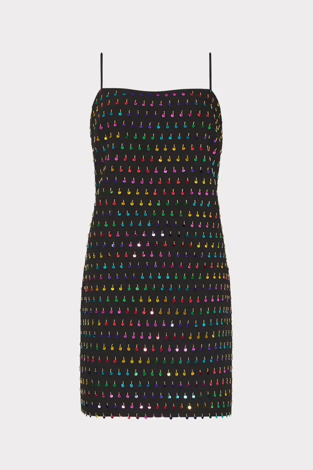 Milly Colette Beaded Sequin Mini Dress Blackrainbow Women Dresses