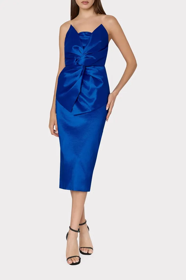 Milly Harlow Bow Taffeta Strapless Dress Blue Women Dresses Milly Harlow Bow Taffeta Strapless Dress Blue Women Dresses