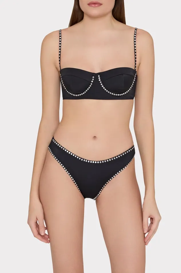 Milly Heat Set Embellishment Bikini Bottom Black Women Bikinis Milly Heat Set Embellishment Bikini Bottom Black Women Bikinis