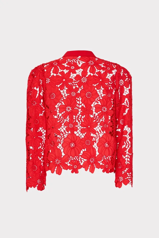 Milly June Roja Lace Top Red Women Tops