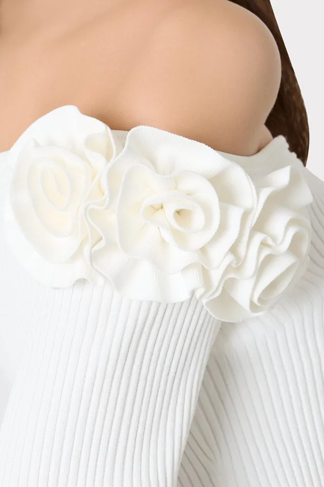 Milly Kayla Off The Shoulder Knit Top Ecru Women Sweaters and Knits Milly Kayla Off The Shoulder Knit Top Ecru Women Sweaters and Knits
