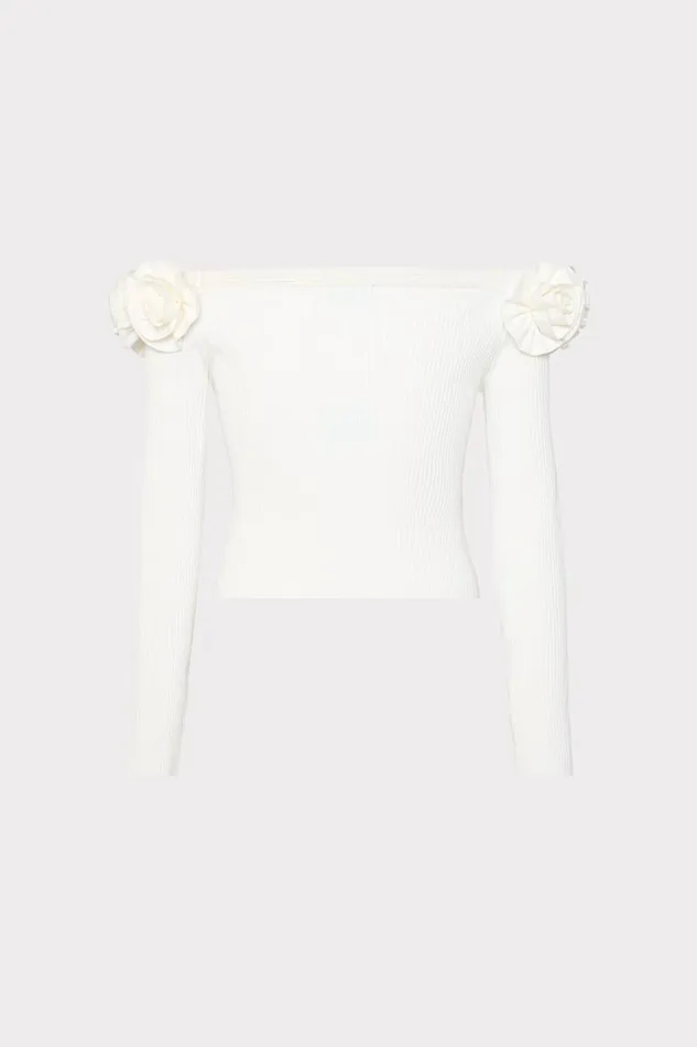 Milly Kayla Off The Shoulder Knit Top Ecru Women Sweaters and Knits Milly Kayla Off The Shoulder Knit Top Ecru Women Sweaters and Knits