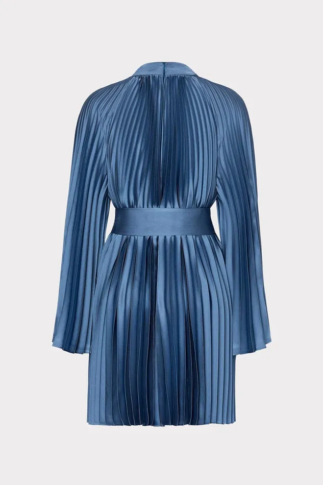 Milly Nandi Mock Neck Pleated Dress Stone Women Dresses