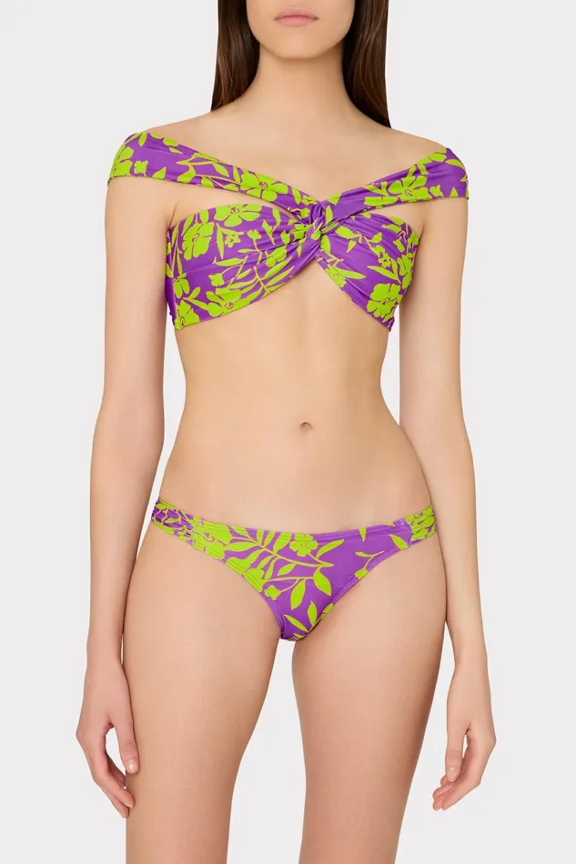 Milly Olivia Marigold Aroma Draped Bandeau Top Purple Multi Women Swim and Coverups Milly Olivia Marigold Aroma Draped Bandeau Top Purple Multi Women Swim and Coverups