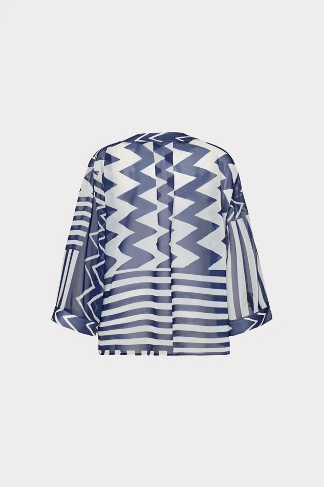 Milly Patchwork Chevron Top Bluewhite Women CoverUps