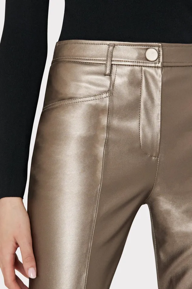 Milly Rue Vegan Leather Pants Silver Women Pants Milly Rue Vegan Leather Pants Silver Women Pants
