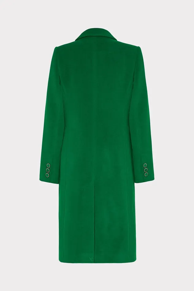 Milly Single Breasted Wool Coat Green Women Coats and Jackets