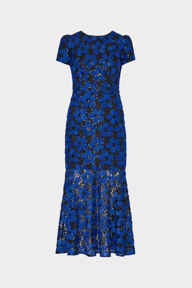 Milly Tahlia Tulle Embroidery Dress Cobaltblack Women Dresses