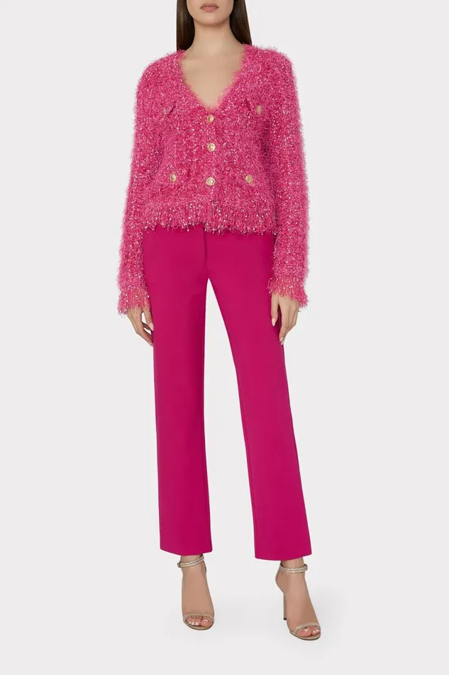 Milly Textured Fringe Cardigan Pink Women Cardigans Milly Textured Fringe Cardigan Pink Women Cardigans
