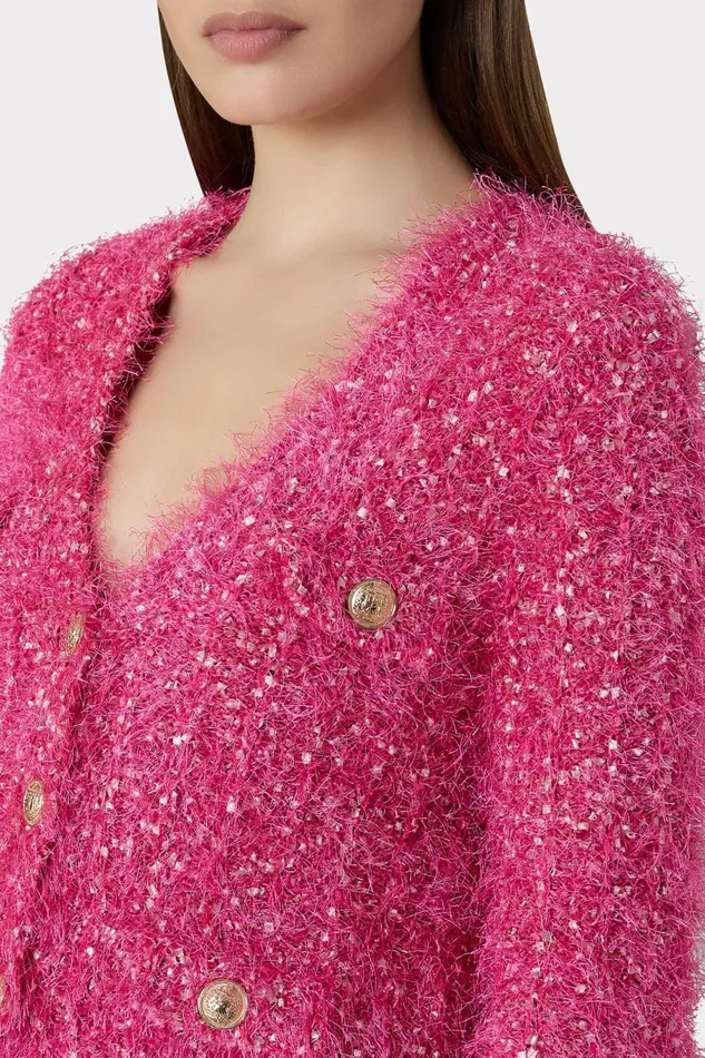 Milly Textured Fringe Cardigan Pink Women Cardigans Milly Textured Fringe Cardigan Pink Women Cardigans