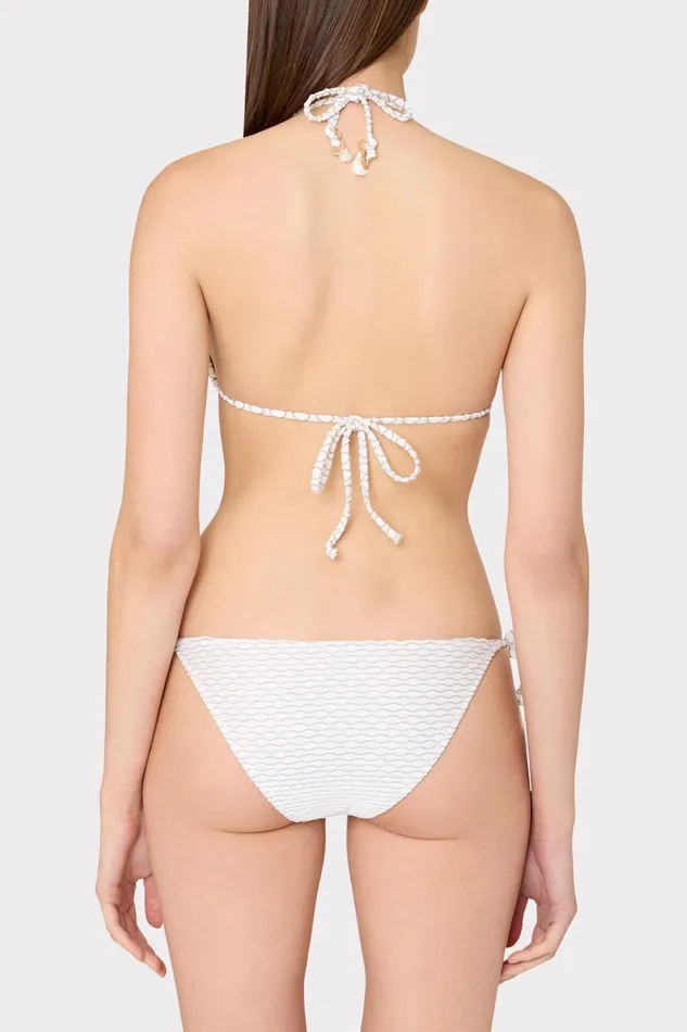 Milly Textured Waves Triangle Bikini Top White Women Swim and Coverups