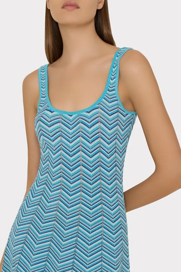 Milly Zig Zag Flare Knit Mini Dress Bright Blue Multi Women Dresses Milly Zig Zag Flare Knit Mini Dress Bright Blue Multi Women Dresses