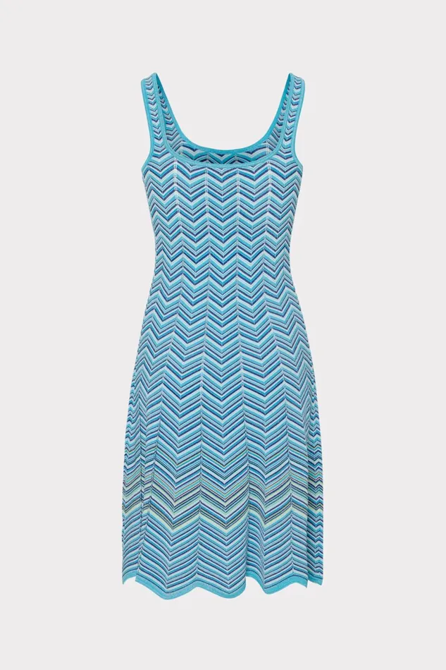 Milly Zig Zag Flare Knit Mini Dress Bright Blue Multi Women Dresses Milly Zig Zag Flare Knit Mini Dress Bright Blue Multi Women Dresses