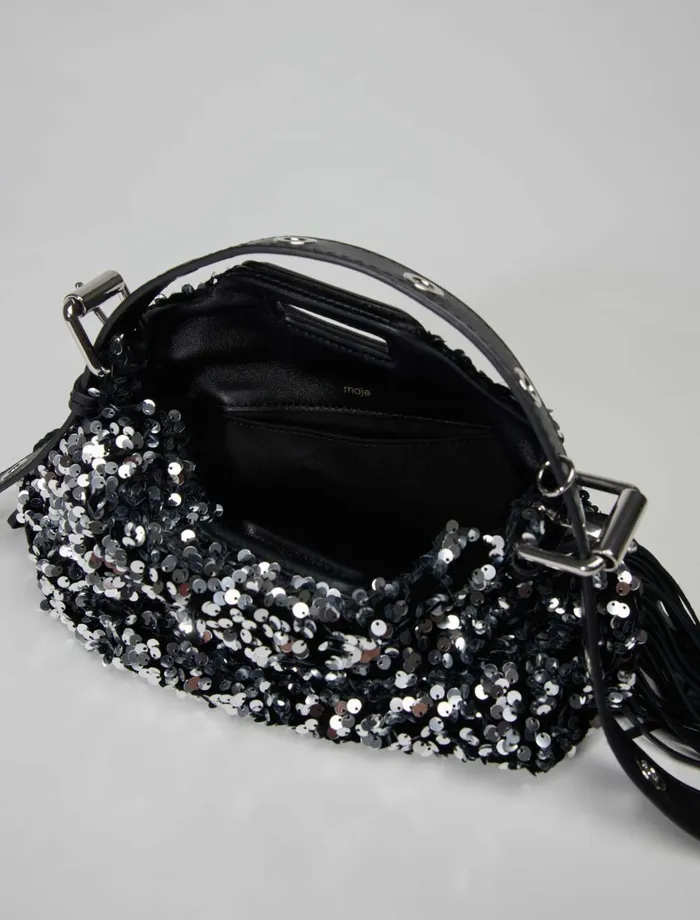Mini Bags Women Maje Sequin Mini Miss M Bag Black