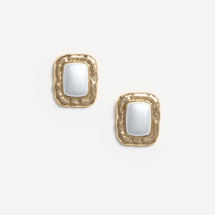 Mottled Gold Pearl Earrings Women Self Portrait Jewellery