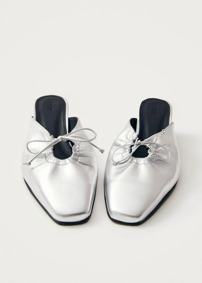 Mules Women ALOHAS Amar Shimmer Silver Leather Mules