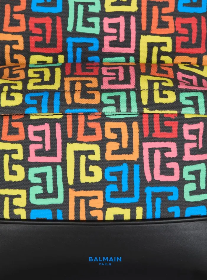 Multicoloured PB Labyrinth Canvas Backpack Black Men Balmain Bags And Backpacks