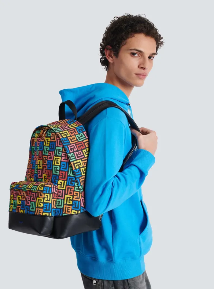 Multicoloured PB Labyrinth Canvas Backpack Black Men Balmain Bags And Backpacks