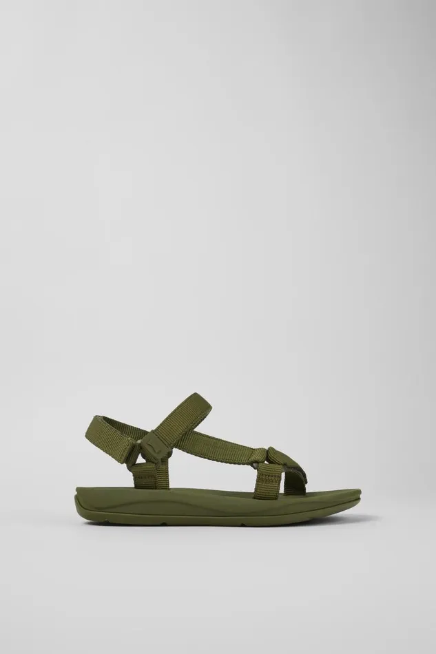 Non Leather Shoes Women Camper Match Green Textile Sandal Non Leather Shoes Women Camper Match Green Textile Sandal