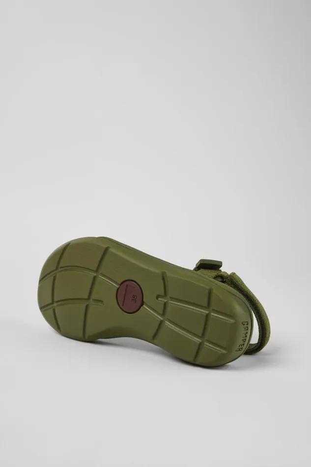 Non Leather Shoes Women Camper Match Green Textile Sandal Non Leather Shoes Women Camper Match Green Textile Sandal