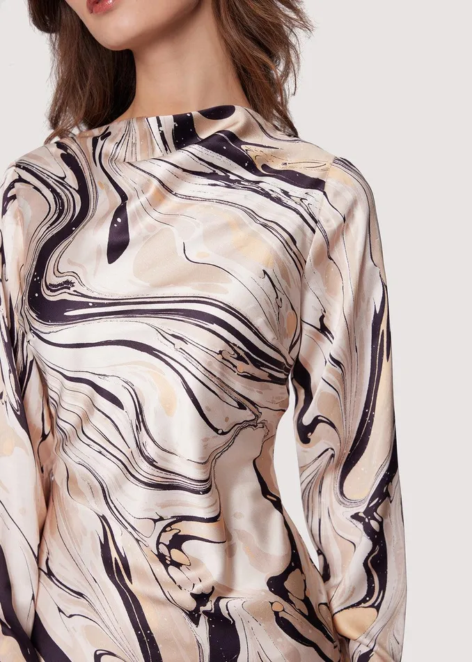Opulence Long Sleeve Mini Dress Creammulti Women Lost Wander Dresses