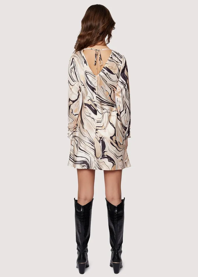 Opulence Long Sleeve Mini Dress Creammulti Women Lost Wander Dresses