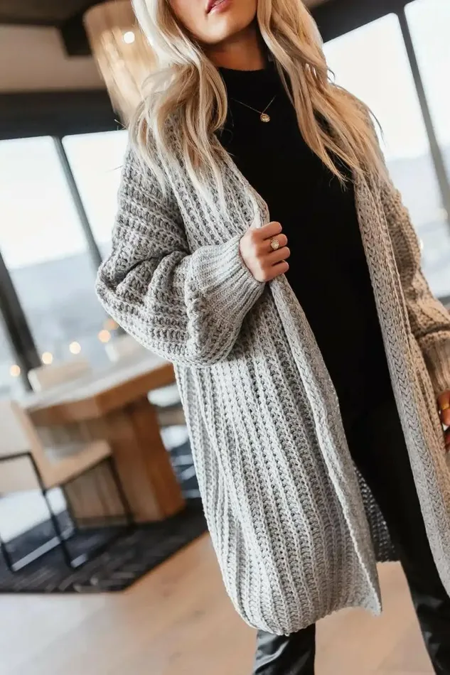 Palmer Long Cardigan In Grey Grey Women Bohme Outerwear
