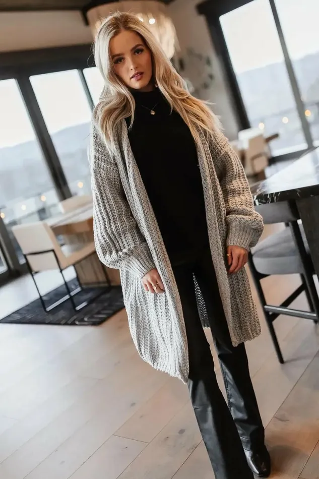 Palmer Long Cardigan In Grey Grey Women Bohme Outerwear