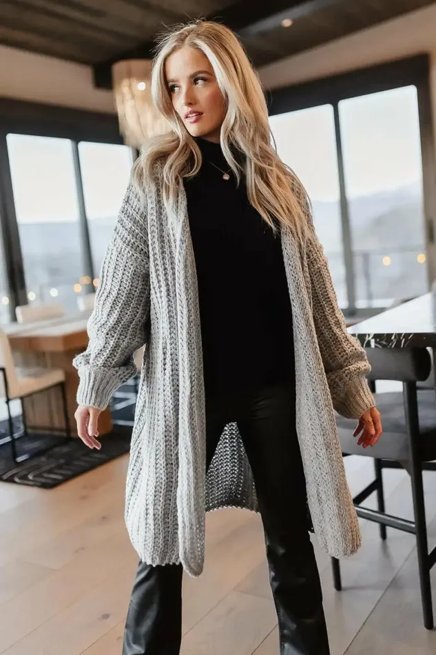 Palmer Long Cardigan In Grey Grey Women Bohme Outerwear