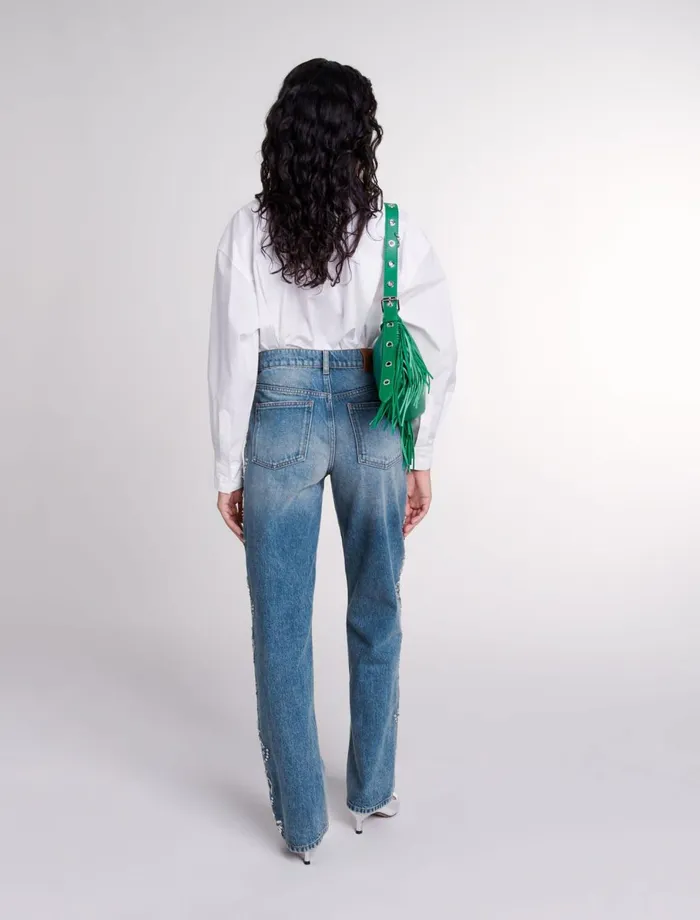 Pants and Jeans Women Maje Embroidered Jeans Blue